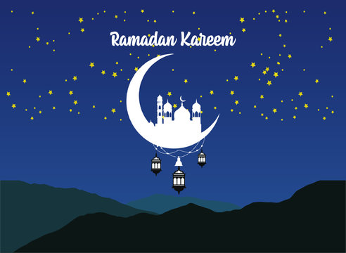 Ramadan Kareem Poster Vector Illustration Concept