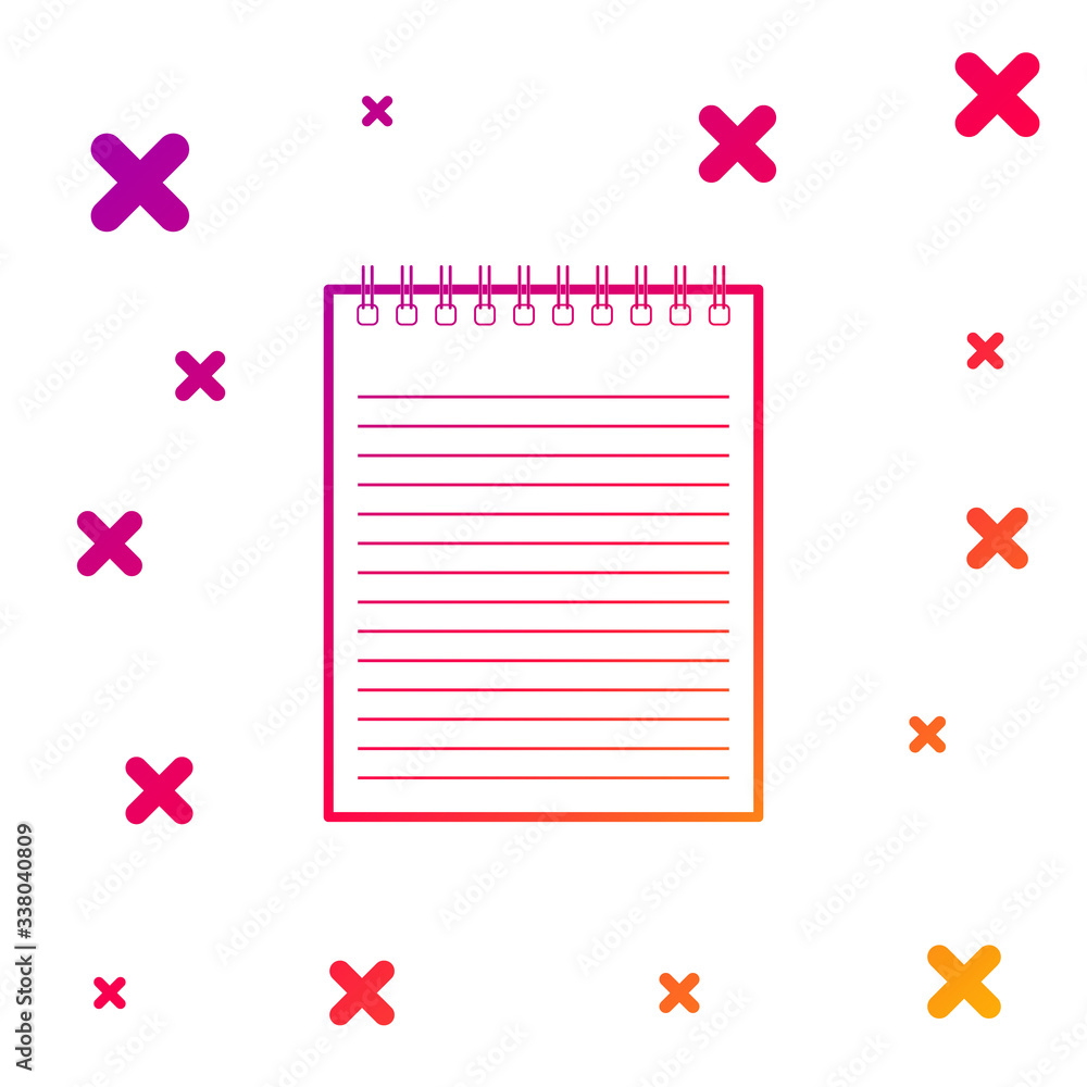 Poster color notebook icon isolated on white background. spiral notepad icon. school notebook. writing pad.