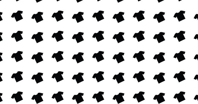 Tshirt icon background T-shirt video clip motion backdrop video in a seamless repeating loop. Black and T  shirt clothing fashion icons pattern white background high definition video
