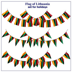 Set with flags of Lithuania. Colorful collection with flags for web design. Flags with folds.  illustration with transparent background.