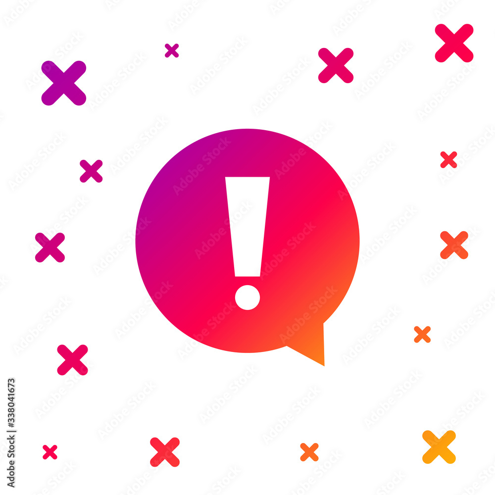 Poster color exclamation mark in circle icon isolated on white background. hazard warning symbol. gradient 