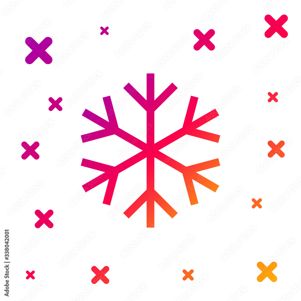 Poster color snowflake icon isolated on white background. gradient random dynamic shapes. vector illustrati