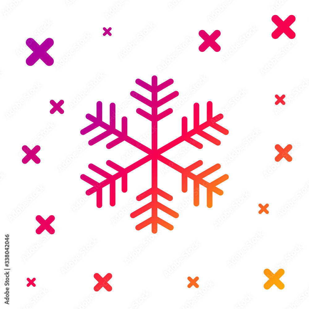 Poster color snowflake icon isolated on white background. gradient random dynamic shapes. vector illustrati
