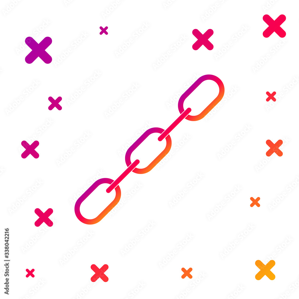 Poster color chain link icon isolated on white background. link single. gradient random dynamic shapes. vec
