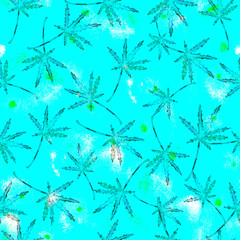 Cannabis leaves seamless Watercolor pattern