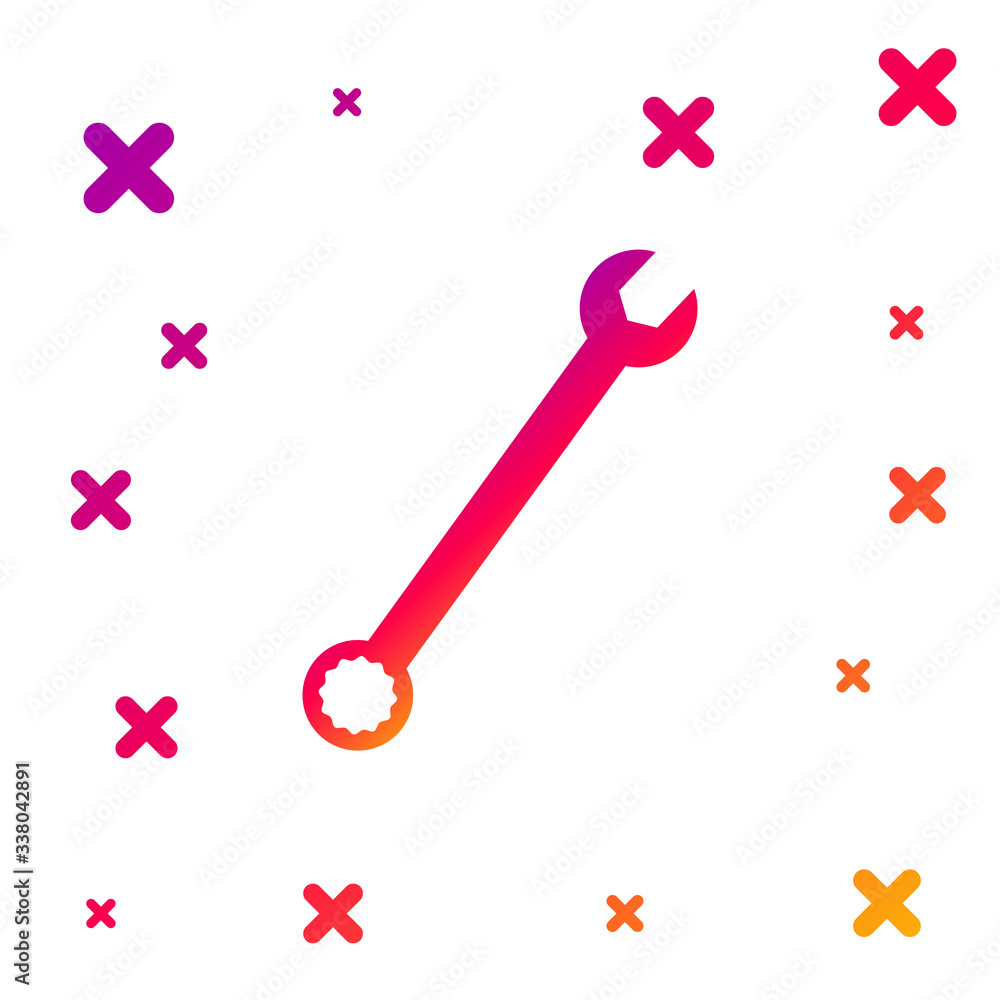 Poster color spanner icon isolated on white background. gradient random dynamic shapes. vector illustration