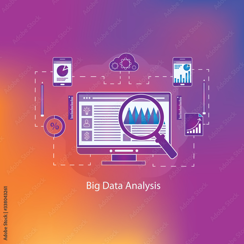 Poster data analytic and big data concept vector