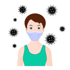 woman in medical face mask. Coronavirus. COVID-19