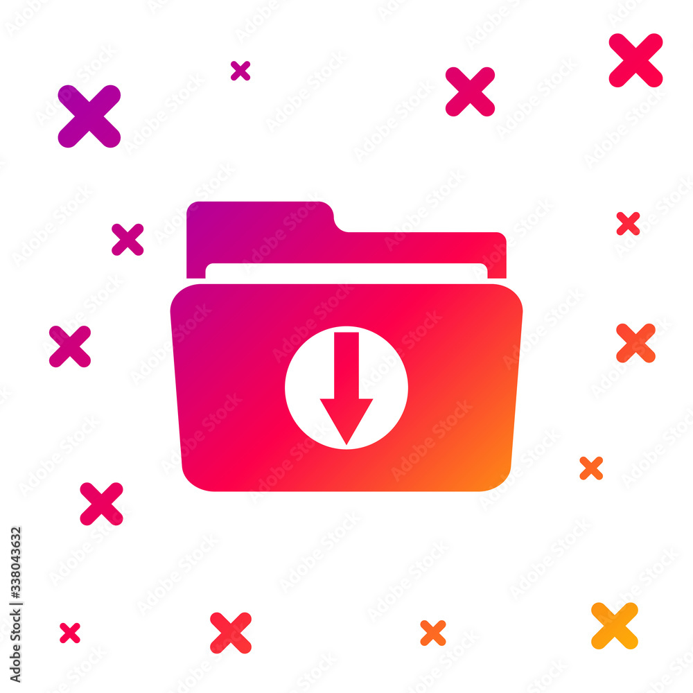 Aufkleber color folder download icon isolated on white background. gradient random dynamic shapes. vector illu