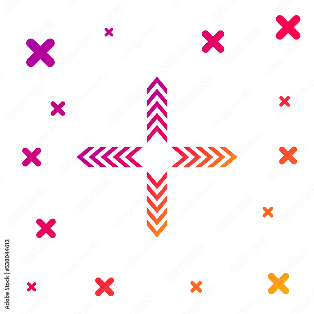 Poster color arrows in four directions icon isolated on white background. gradient random dynamic shapes. v