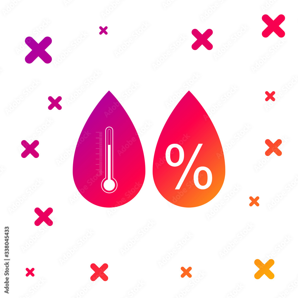 Poster color humidity icon isolated on white background. weather and meteorology, thermometer symbol. gradi