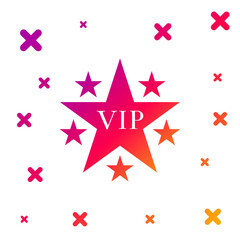 Obraz premium Color Star VIP with circle of stars icon isolated on white background. Gradient random dynamic shapes. Vector Illustration