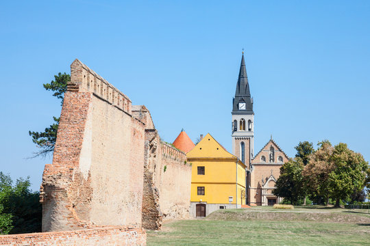 Ilok Church with its tower, the Sveti Ivan Kapistran church, in the franjevacki samostan convent. Ilok is the easternmost city of Croatia, in the slavonia region, and a major touristic landmark