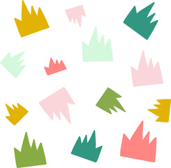Kids room fabrics doodle style color crowns pattern