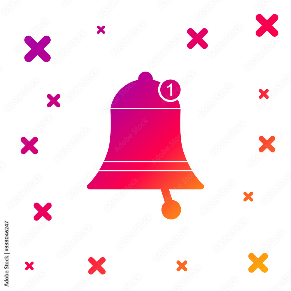 Poster color bell icon isolated on white background. new notification icon. new message icon. gradient rand