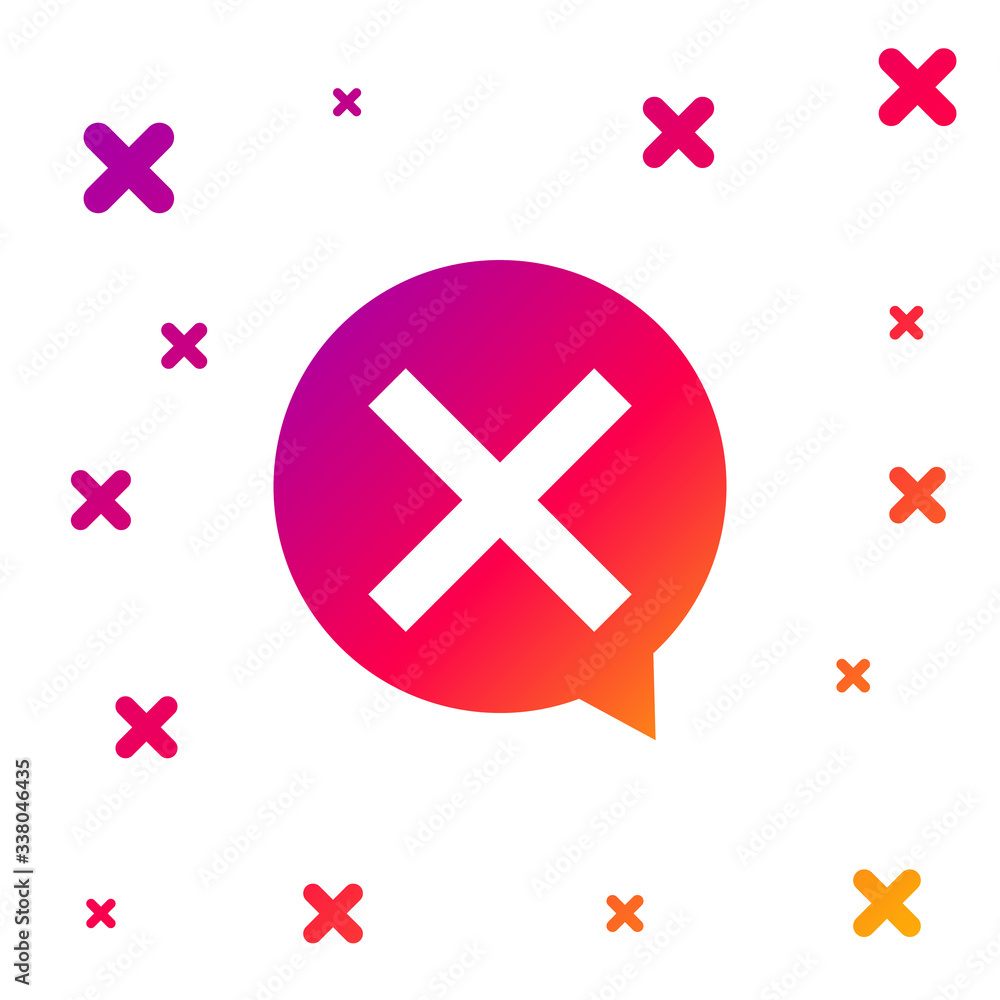 Poster color x mark, cross in circle icon isolated on white background. check cross mark icon. gradient ran