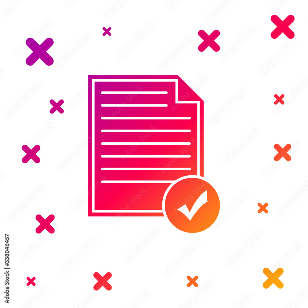 Poster color document and check mark icon isolated on white background. checklist icon. business concept. g