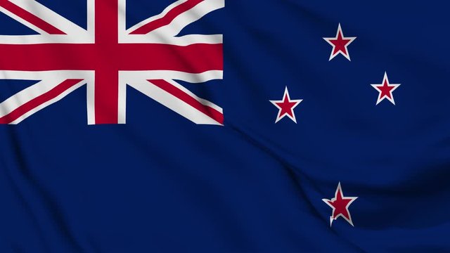 new zealand flag is waving 3D animation. new zealand flag waving in the wind. National flag of new zealand. flag seamless loop animation. 4K