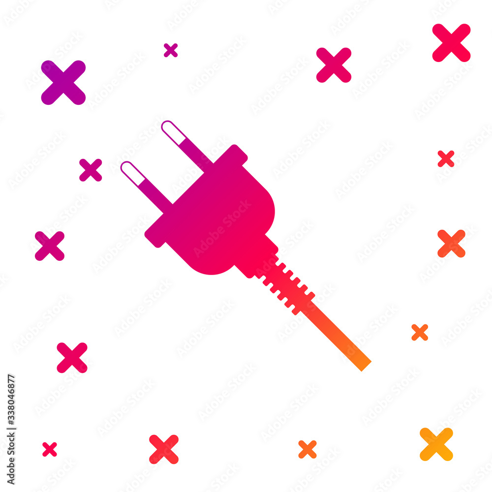 Poster color electric plug icon isolated on white background. concept of connection and disconnection of th