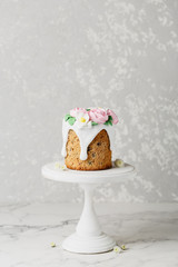 Easter cake on wooden stand