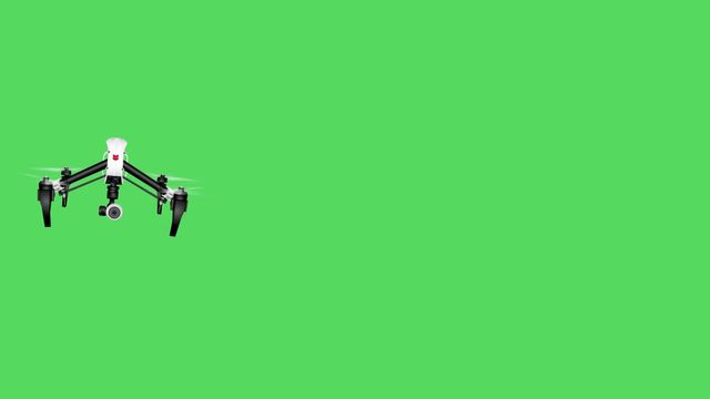 Drone Quadcopter on green screen, Drone with a Camera Flying with the background in Green Screen
