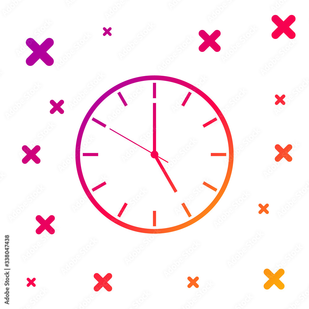 Poster color clock icon isolated on white background. time symbol. gradient random dynamic shapes. vector i