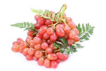 Fresh grapes on a white background.