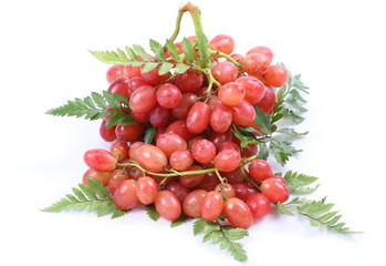 Fresh grapes on a white background.
