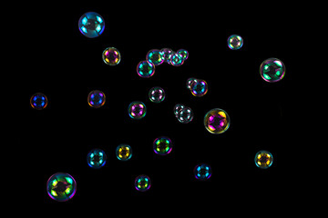 Soap bubbles isolated on a black background