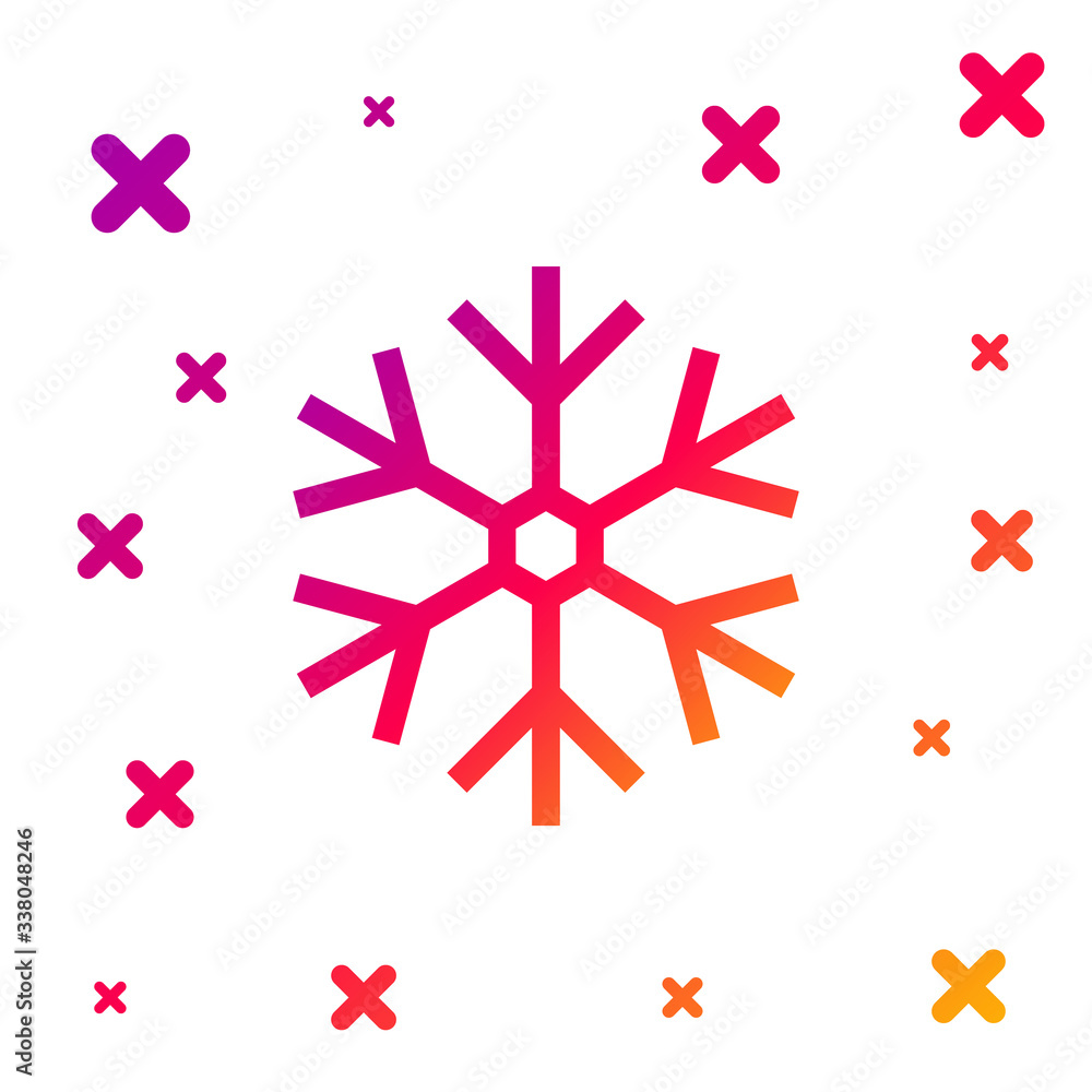 Poster color snowflake icon isolated on white background. gradient random dynamic shapes. vector illustrati