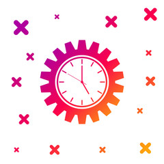 Color Time Management icon isolated on white background. Clock and gear sign. Productivity symbol. Gradient random dynamic shapes. Vector Illustration