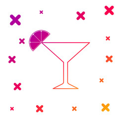 Color Martini glass icon isolated on white background. Cocktail with lime symbol. Gradient random dynamic shapes. Vector Illustration