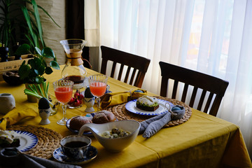 delicious, homemade easter breakfast. happy easter. home sweet home.