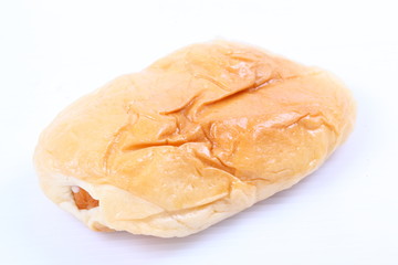 Hot dog bread and sausage roll. Isolated on a white background.
