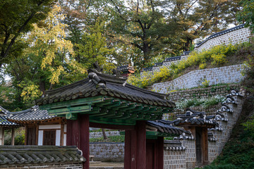 Fall of the secret garden of Changdeok Palace, a World Heritage Site in Seoul, South Korea
