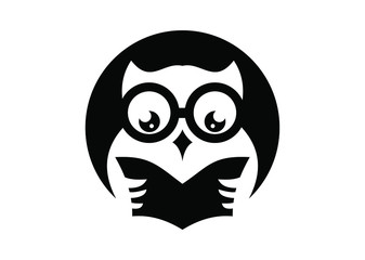 vector illustration of  an owl wearing glasses Logo signs