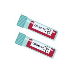 Flat vector illustration of  blood test with test tube isolated on white background. Template for website, landing page, banner, card
