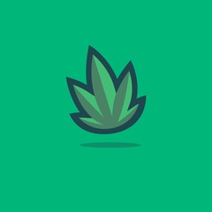 Fototapeta na wymiar Cannabis Logo Template Isolated on Green Background, Vector Illustration EPS10. Sign, Icon, Symbol, Oil