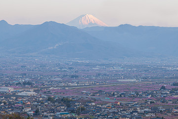 富士山と山梨市の桃源郷