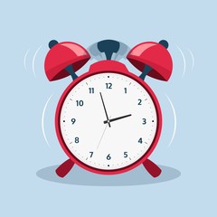 Alarm clock. Cartoon old ringing clock for morning alert. Vector illustration flat wake up symbol or school bells symbol