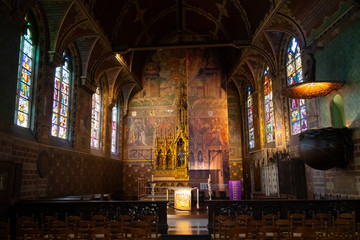 Fototapeta na wymiar Interior of the Basilica of the Holy Blood - Basiliek van het Heilig Bloed. UNESCO World Heritage Site