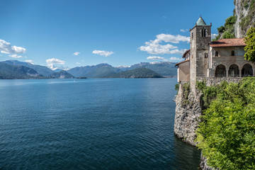 Fototapeta na wymiar Landscape of the Lake Maggiore from Santa Caterina del Sasso