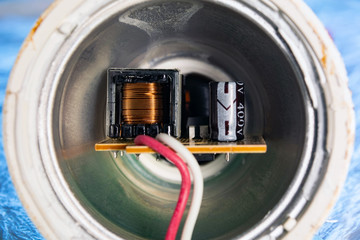 inductor, condenser and microcircuit inside the LED lamp