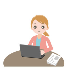 パソコンで作業をする女性