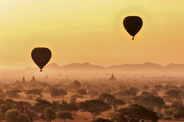 The sunrise Ancient pagoda  architecture in Bagan, Myanmar  