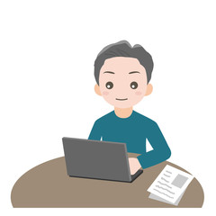 パソコンで作業をする男性