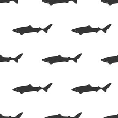 Seamless pattern with icon polar atlantic sharks. Modern vector illustration for web design or print.