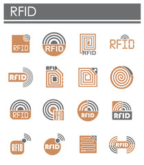 RFID related icons set on background for graphic and web design. Creative illustration concept symbol for web or mobile app