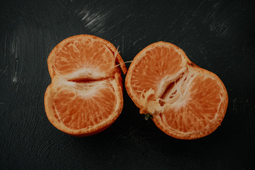 peeled tangerines on the plate