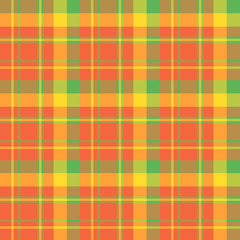 Seamless pattern in interesting orange, yellow and green colors for plaid, fabric, textile, clothes, tablecloth and other things. Vector image.